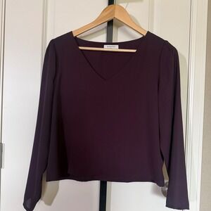 Babaton Aritzia Plum Purple V-Neck Long Sleeve Blouse Top Women's Medium